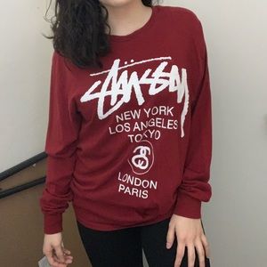 Burgundy Stussy Long Sleeve!
